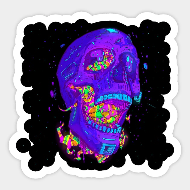 Tokebi's Skull Virus Scifi Sticker by TOKEBI